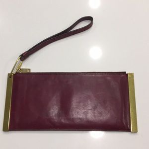 J.Crew Burgundy Leather Clutch